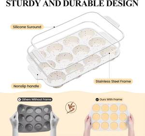 MUYULINS Factory Beige 12-Cup LFGB Non-Stick BPA Free Metal Reinforced Frame <b>Silicone</b> Cupcake Pan Muffin Tray <b>Baking</b> Mold - Product Image 2