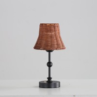 Lampes de table nordiques de chambre à coucher en osier de rotin de matériau naturel LED noir et or avec ampoule rechargeable