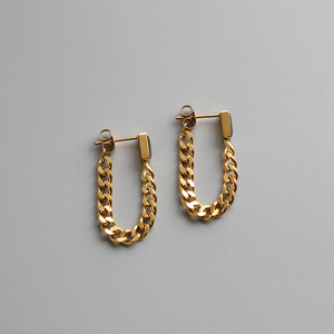 2024 New Design Anti-Allergy Titanium Stainless Steel Chain Punk Style Tassel Hoop Earrings with <b>Studs</b> - Product Image 1