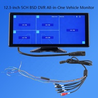 DVR Integrado para Automóvil HD, Pantalla Grande de 12.3 Pulgadas, Video de 5 Canales, Detección de Punto Ciego BSD Integrada, Compatible con Reproducción MP5