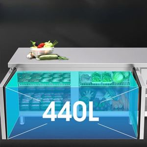 Plan de travail en acier inoxydable personnalisable avec stockage réfrigéré/congelé, idéal pour les cuisines de préparation et une utilisation sous comptoir. - Product Image 3
