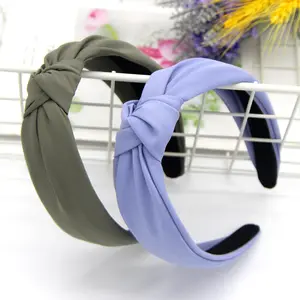 DOMOHO New Adult Fabric Wide Edge Headband With Middle Knot Simple Bow Out Press Hairband For Female