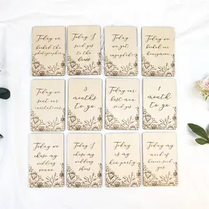 OEM Wedding Milestone Cards Crafts Laser Cutting Wooden Sign Laser Engraving Wood Tags Products Items Laser Cut PLYWOOD