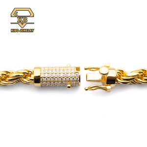 힙합 남성 목걸이 아이스드 <span class=keywords><strong>6mm</strong></span> 로프 체인 925 실버 골드 도금 모이사나이트 로프 체인 다이아몬드 컷 - Product Image 3