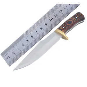 Cuchillo de supervivencia para exteriores, hoja fija, espiga completa, mango de madera pakka de latón, cuchillo de caza para acampar - Product Image 1