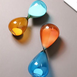 Dekorasi jam pasir kaca Timer 1 jam, Logo kustom Vintage biru oranye dua nada Mini 5 menit 15 menit 30 menit - Product Image 3