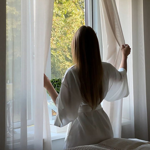 Cortinas de tul de alta calidad con textura de lino Estilo bohemio moderno Características opacas aisladas Comedor Oficina Hotel/Café Uso - Product Image 3