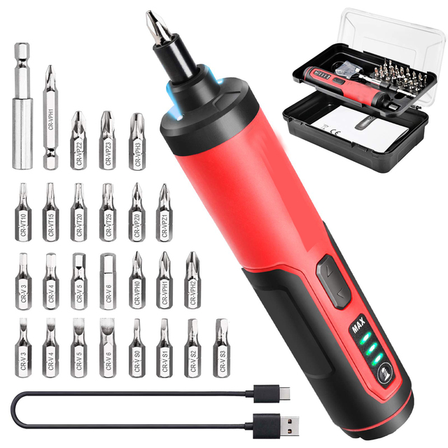 2024 High Quality  4Nm Torque Adjustable Electric Screwdriver 1300Mah Li-Ion Cordless Screwdriver Kit