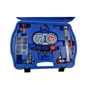 Hot Sale Good Quality Manifold Gauge Set for R134A R12 R22 and R502 Refrigerants with 36ft Hose adapter tap