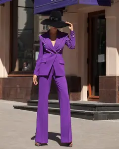 Online Shopping Fast Shipping Single Button Blazer and Long Pant Women Two Piece Suit Cotton Ladies Pant Workout Gift Sets