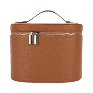 Borse cosmetiche in pelle PU tondino con scomparti rimovibili borsa da toilette <span class=keywords><strong>Make</strong></span> <span class=keywords><strong>up</strong></span> Organizer con divisore e manico - Product Image 1