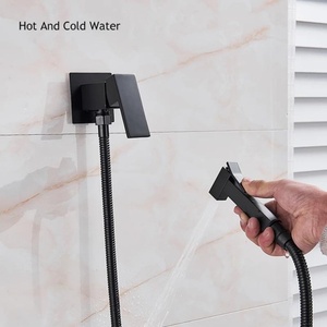 Modern Square Shower Sprayer Head for Toilet Black <strong>Brass</strong> Bidet Hand Sprayer with Ceramic Valve <strong>Core</strong> 2-Hole Mount <strong>Shattaf</strong> Set - Product Image 4