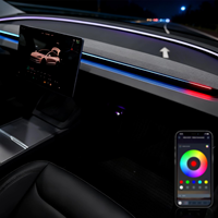 Kit de Luces Ambientales RGB con Alimentación USB para Tesla Model 3/Y, Tiras de Luces LED Interiores Controladas por Aplicación