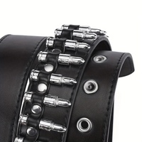 Ceinture Homme en Cuir PU, Chaîne de Taille Balle Argentée en Métal, Ceinture Punk à Boucle ardillon en Alliage pour Cadeau