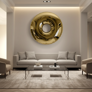 Specchio da Parete Rotondo Moderno in Acciaio Inossidabile Maoping, Superficie Lucida, per <span class=keywords><strong>Soggiorno</strong></span> <span class=keywords><strong>e</strong></span> Decorazione TV, Produzione OEM ODM - Product Image 1