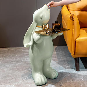 <span class=keywords><strong>2022</strong></span> nouveau Design chaud décor à la maison en fibre de verre lapin lapin plateau Statue Sculpture intérieur extérieur salon décoration de la maison - Product Image 3