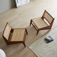Fauteuil inclinable en bois durable avec coussin moelleux, style industriel japonais moderne, pour salon, chambre et villas