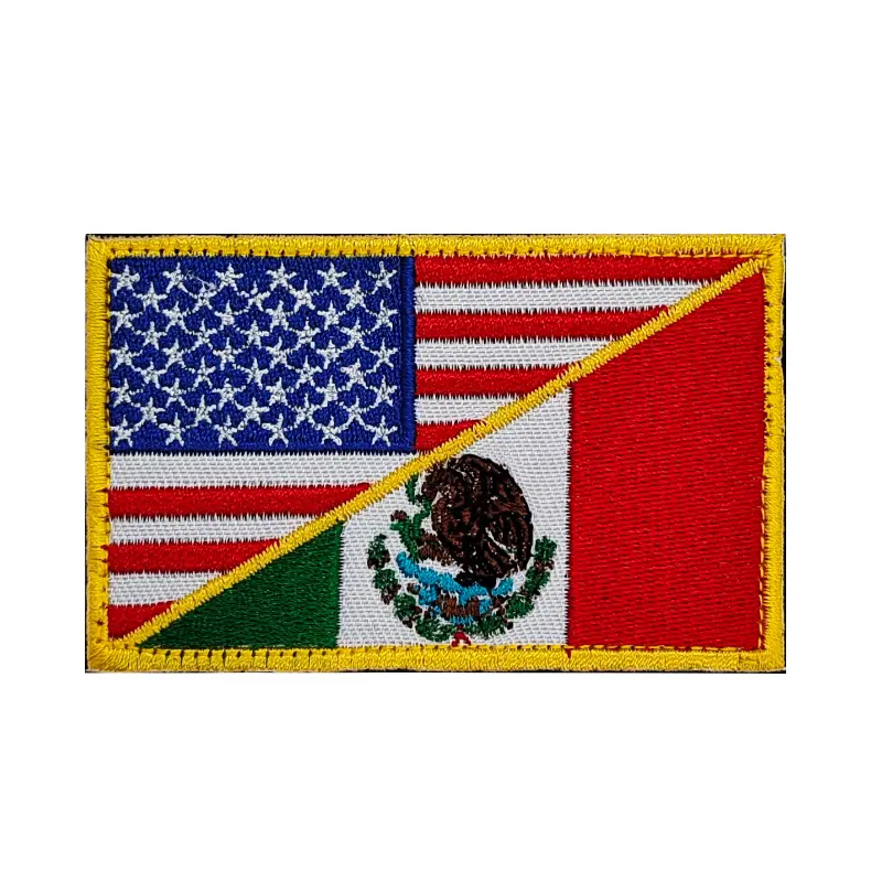 Insignia bordada de la bandera de EE. UU. y la bandera de México Parches tácticos de gancho y bucle