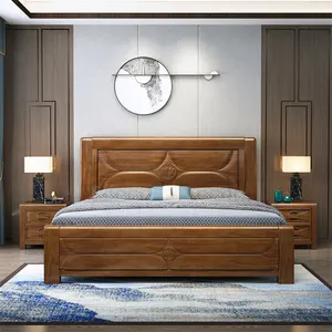 Wholesale High Quality Solid Wood Bed Simple King Size Double Bed Storage Bed Bedroom Furniture Set