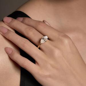 Bague en argent sterling 925 plaqué or 14k 18k avec diamant CZ taille marquise 15*8,5 mm, bijoux pour femmes - Product Image 2