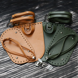 Correa de Asa tejida de cuero hecha a mano DIY para piezas de bolso, accesorios, parte inferior de bolso de cuero con correa de hombro de Hardware - Product Image 1