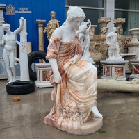 Sculpture de femme en marbre de jardin d'extérieur, statue de fille assise sexy d'anime