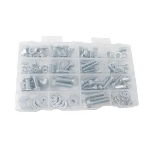 Superior high quality carbon steel zinc-plated class 8.8 128-piece hexagon bolt nut and washer assortment kit