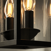 Lanterne murale extérieure style bougie à deux lumières, verre transparent, cadre noir mat, lampe murale pour villa, portail, jardin, décoration murale extérieure