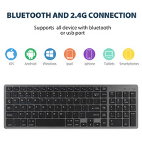 Clavier sans fil rechargeable 2,4 G compatible Mac Android, clavier sans fil multi-appareils pour tablette, téléphone, ordinateur