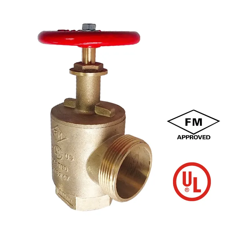 brass chrome 2.5 inch FM UL ULC certification firefighting equipment Angle hose valve