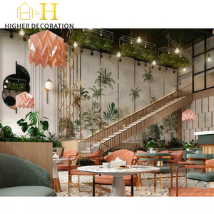 Lujosos Mostradores comerciales para restaurantes, muebles de exhibición con elementos artísticos de metal y madera para espacios de <span class=keywords><strong>café</strong></span> de temática tropical - Product Image 3