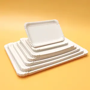 正方形長方形プレート使い捨てレストランホワイト生分解性無料サンプル