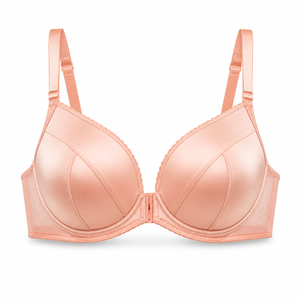 Soutien-gorge à armatures souple rose pêche pour femme, fermeture avant, crochet facile à enfiler et retirer, ailes en maille à soutien doux en trois parties - Product Image 1
