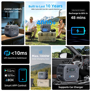 Station d'alimentation portable ABOK 2500W IP65 2160Wh, panneaux solaires pliables <span class=keywords><strong>400W</strong></span>, générateur hybride <span class=keywords><strong>solaire</strong></span> extérieur, batterie LiFePO4 mobile - Product Image 2