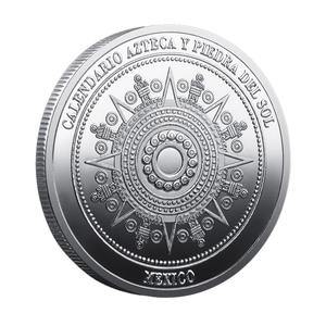 Moneda Conmemorativa del Calendario Azteca del Sol, Chapada en Oro y Plata 3D, Bicolor, Coleccionable de la Antigua Civilización Mexicana - Product Image 5