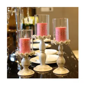 मोमबत्ती धारक कैथोलिक Suppliers-आधुनिक लक्जरी ग्लास क्रिस्टल मोमबत्ती धारक सेट उत्सव सजावट शादी गोल्डन मोमबत्ती धारक