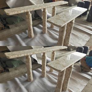 SH STONE Breccia Adonisベージュ大理石コンソールテーブルモダンな室内装飾デザイン新しいKunis Brecciaエントリー廊下家具ヴィラ用 - Product Image 6