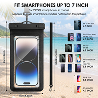 Pochette étanche IP68 de 7,2 pouces pour téléphone, sac étanche anti-poussière pour téléphone portable avec cordon, cadeaux pour la plage et les croisières