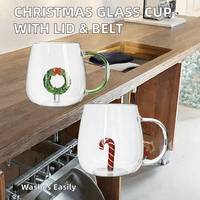 Mug à café en verre fait main, design classique en relief, avec couvercle, Ziyi QX-006, jetable, compatible lave-vaisselle et micro-ondes, couleur unie