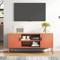 Meuble TV moderne pour salon, chambre, salle à manger, hôtel, en métal, avec étagères centrales, facile à assembler, rangement multifonctionnel
