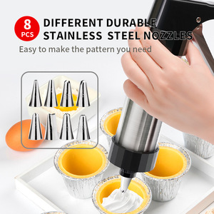 <span class=keywords><strong>Kit</strong></span> de presse à biscuits en acier inoxydable avec 13 disques à biscuits de formes différentes, 8 embouts de pâtisserie pour la décoration de pâtisserie, formes de cœur, de fleur et de carré - Product Image 3