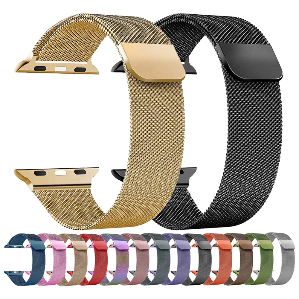 Netz magnetisches Metallarmband Edelstahlarmband für Apple iWatch Band 45 mm 49 mm, Mailänder Schleifenband für iWatch Serie 9 8 7 6