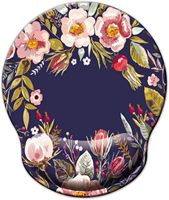 Support de poignet ergonomique en mousse à mémoire de forme, tapis de souris avec base en caoutchouc antidérapante pour le jeu et le bureau, design floral noir