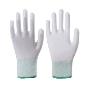 General Use White PU Coated Work Polyester Electronics Factory Safety Working Gloves