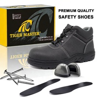 Zapatos de Seguridad para Minería Tiger Master, Negros, de Cuero Resistente, con Suela de Goma Antideslizante y Resistente al Aceite, Puntera de Acero CE, Placa Intermedia de Acero, para Hombre