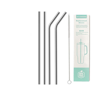 Gobelet personnalisé de 40 oz avec pailles réutilisables en acier inoxydable de 8 mm, pailles métalliques longues de 11,8 pouces, brosses de nettoyage de remplacement, écologiques