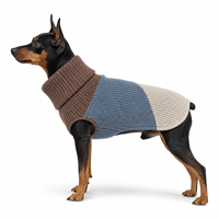 Manteau en tricot pour chien, motif géométrique, vêtements d'hiver pour chiens, style moderne et simple, marron, bleu, beige, confortable, lavage à la main