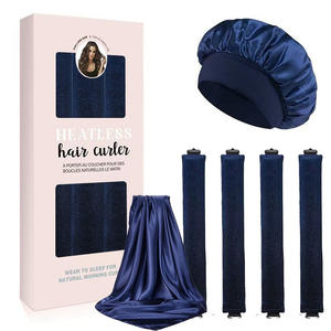 Ensemble de bigoudis en soie beige, bigoudis sans chaleur en satin, bandeau pour <span class=keywords><strong>cheveux</strong></span>, bonnet pour dormir - Product Image 3