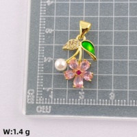 Pendentifs et breloques romantiques en laiton plaqué or 18 carats incrustés de zircon, motif coquillage, perle et rose, pour femme, idéal comme cadeau