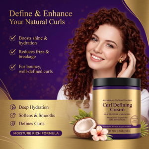 Private Label Haarstyling-Creme mit Kokosnuss und Seidenprotein, Neemöl, Anti-Frizz und Feuchtigkeitspflege für trockenes, lockiges und krauses Haar - Product Image 4